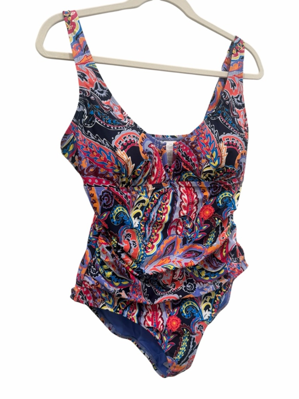 ANNE COLE Womens Plus Size 16 W One-Piece Swimsuit Paisley Parade V-Wire NEW - Picture 4 of 11